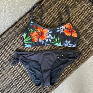 BIKINI GREY WITH FLOWERS